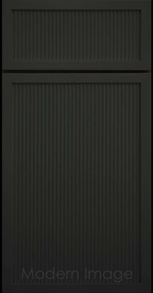 Midnight Sun Arcadia Reed Cabinet Door featuring a Narrow Frame and Slim Fluted Center Panel.